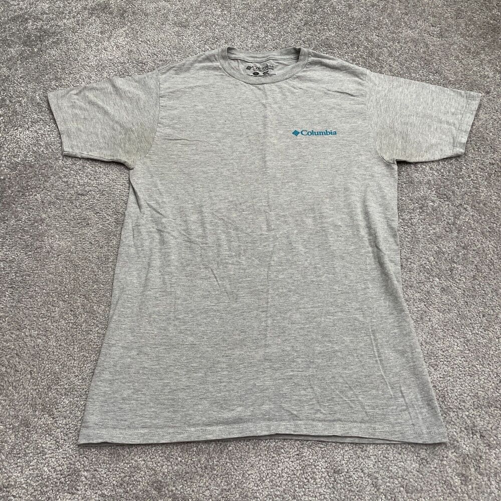 Columbia Graphic T-Shirt Men Small Gray Crew Neck Short Sleeve Cotton Casual Tee